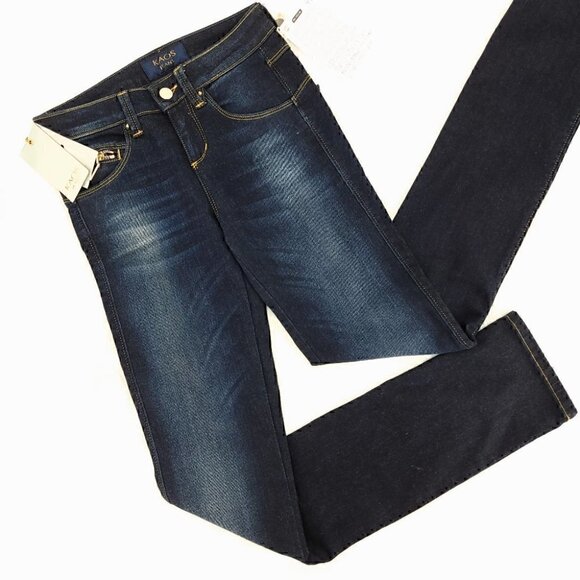 Kaos Italian NWT Women's 25 Straight Blue Jeans HIJBL027 RN# 145736 Flexible - Picture 1 of 16